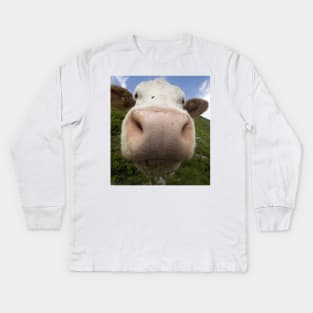 Funny Cow Big Nose Humor Gift Kids Long Sleeve T-Shirt